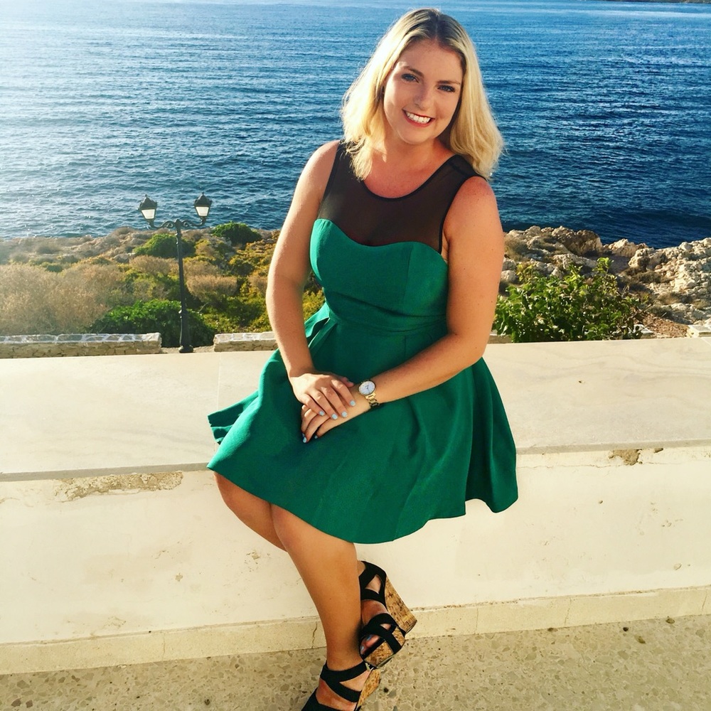 BCBG Green/Black Mesh Dress